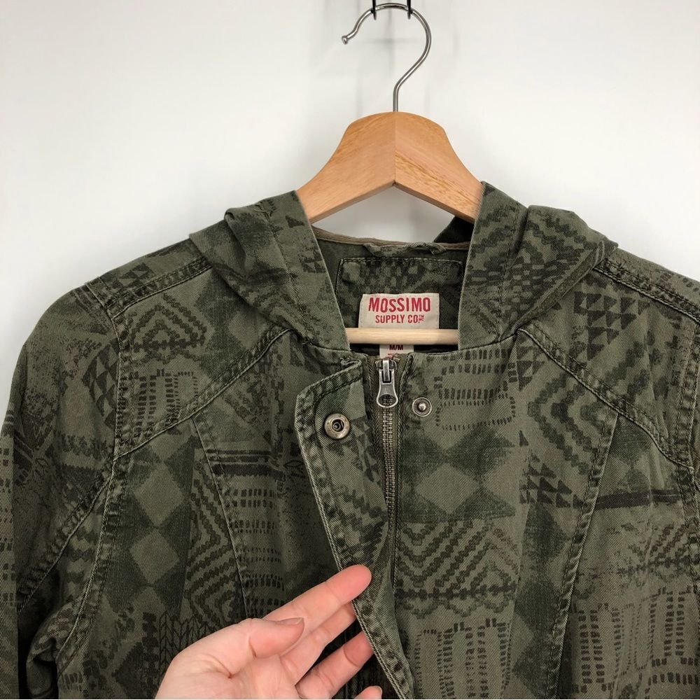 Mossimo Jacket Womens Medium Green Aztec Utility Hoodie - Picture 3 of 5